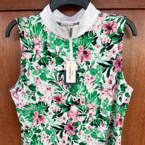 Tommy Bahama Women's Golf 1/4 Zip Slim Floral Tank Top Mini Collar S L XL NWT